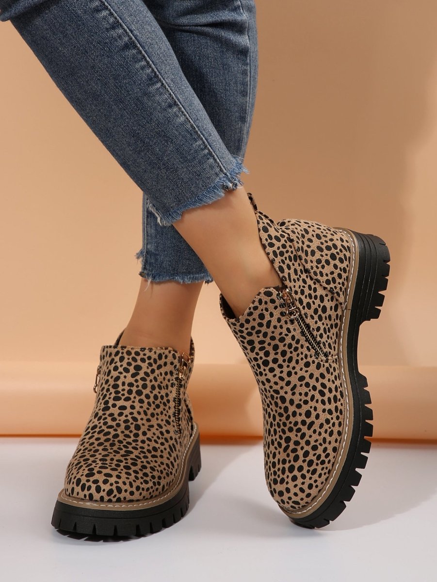 Leopard - Print Pointed - Toe Low - Top Fashion Boots For Women Versatile And Stylish - Eshtree