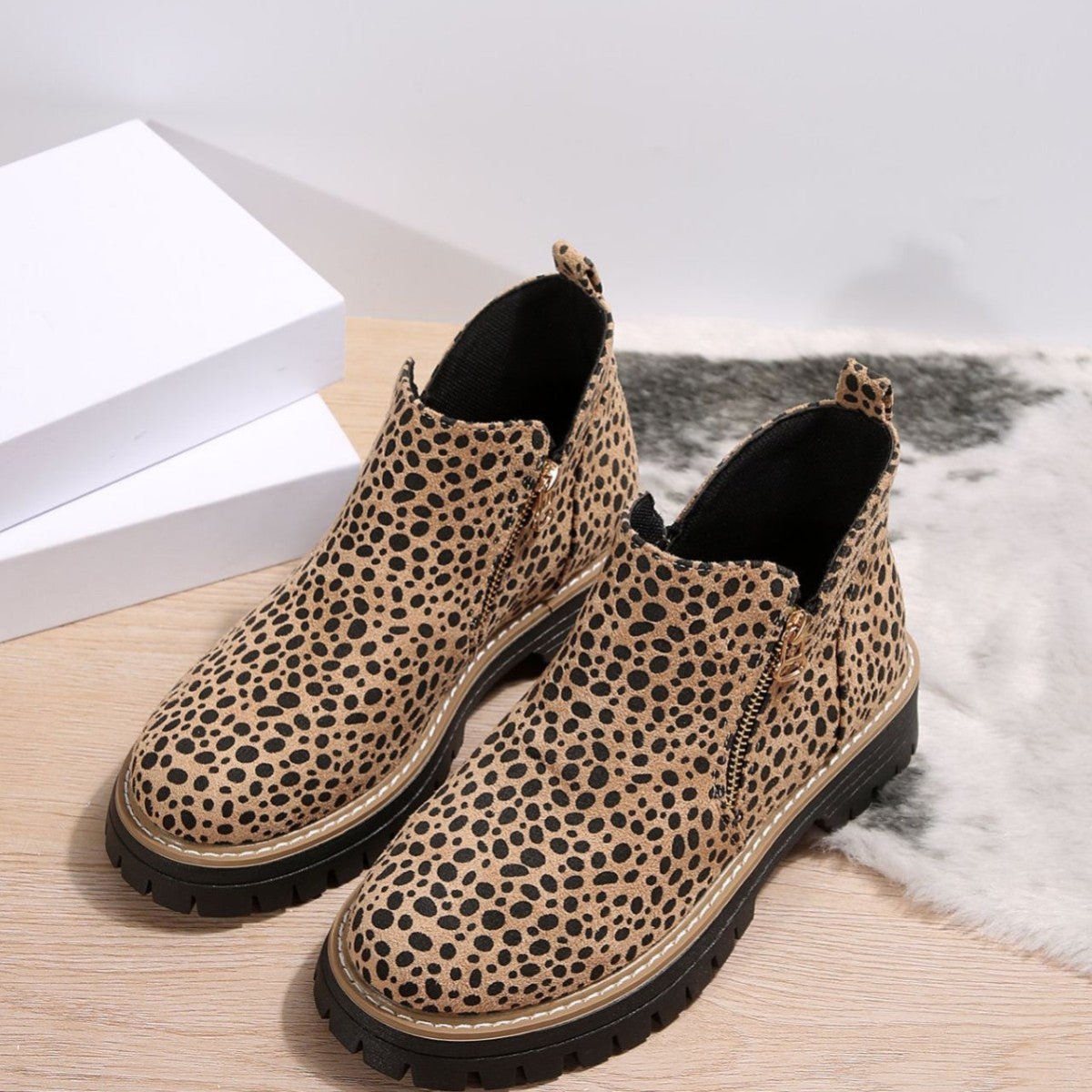 Leopard - Print Pointed - Toe Low - Top Fashion Boots For Women Versatile And Stylish - Eshtree