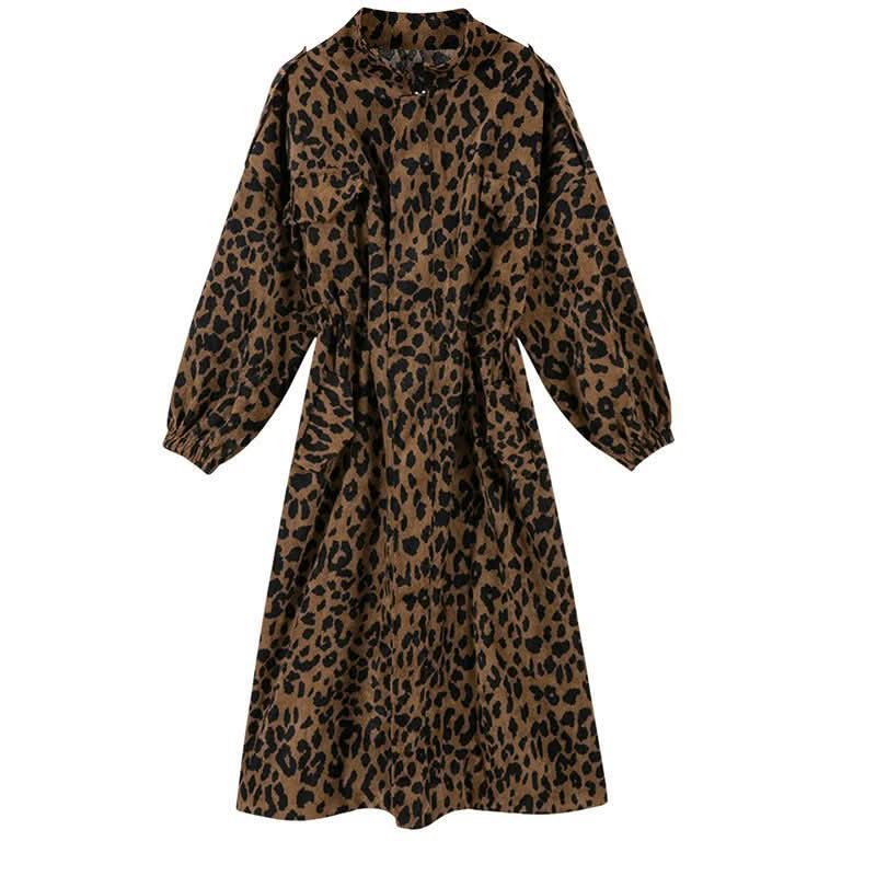 Leopard Print Trench Coat Women's Mid - length - Eshtree