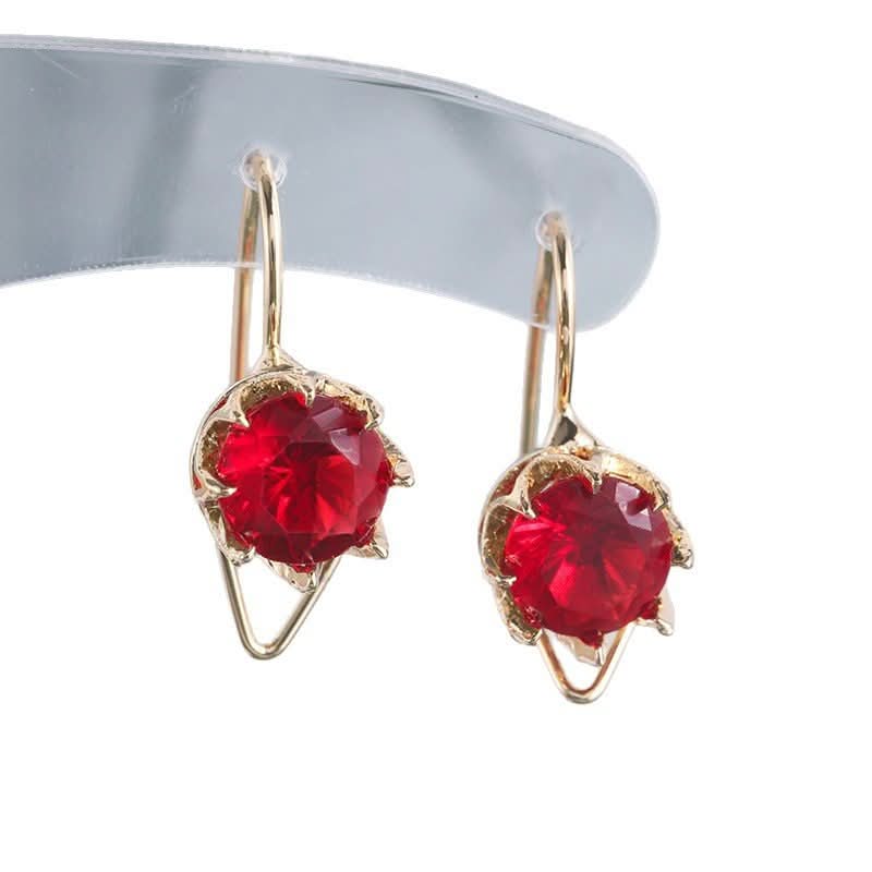 Light luxury Rose Gold plated Red Gemstone Earrings With An Elegant Vibe - Eshtree