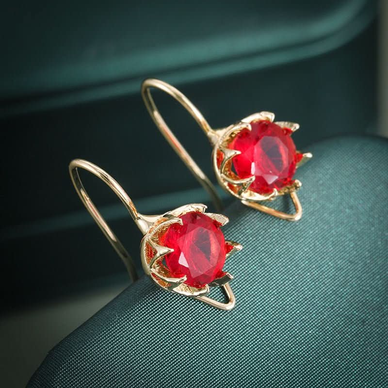 Light luxury Rose Gold plated Red Gemstone Earrings With An Elegant Vibe - Eshtree