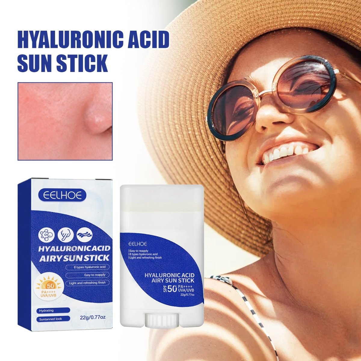 Lightweight Freshing And Moistrurizing Waterproof SPF50 Hyaluronic Acid Sun Block Stick - Eshtree