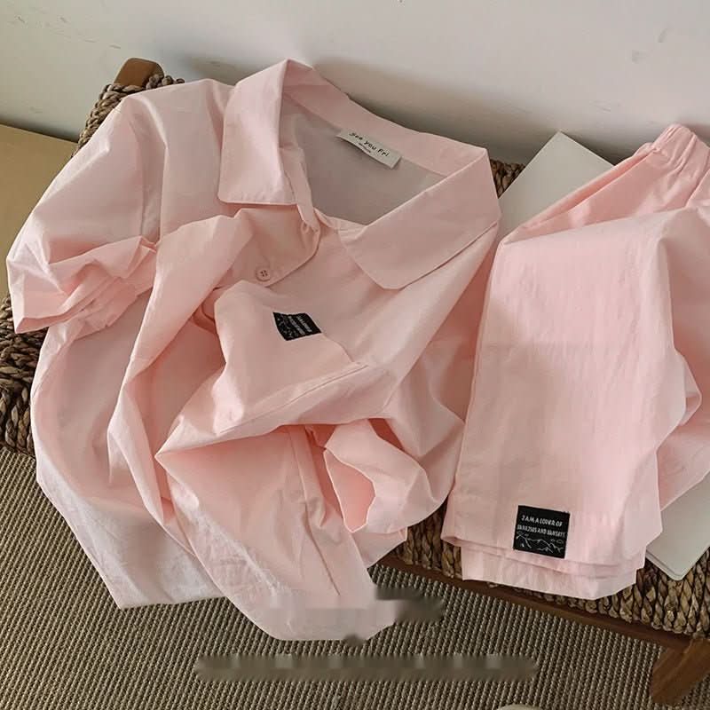 Lightweight Solid Color Polo Collar Pajamas Outerwear Homewear - Eshtree