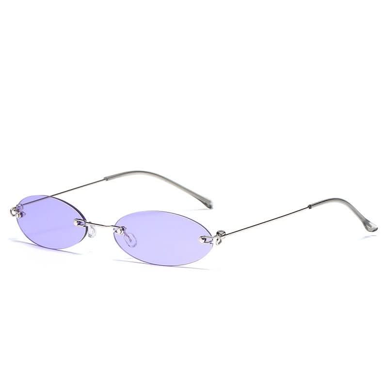 LongKeeper Oval Rimless Sunglasses Women Brand Tiny Retro Purple Black Sun Glasses Men Small Eyewear Oculos Feminino - Eshtree
