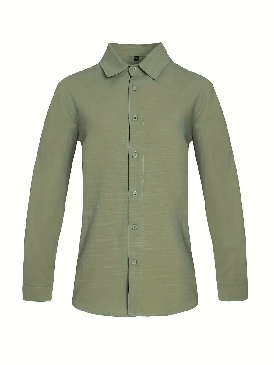Loose Colored Lapel Long - sleeved Casual Men's Shirt For Teenagers - Eshtree