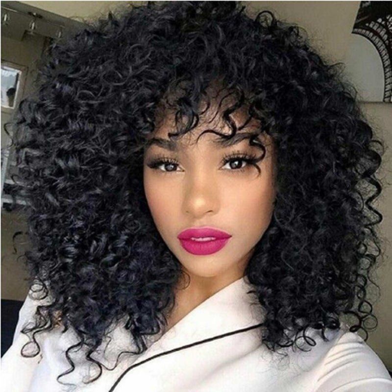 Manufacturers Supply European And American Wigs, African Short Curly Hair Female Wigs, Fluffy Small Curly Bangs, Long Curly Hair Wigs, Wigs - Eshtree
