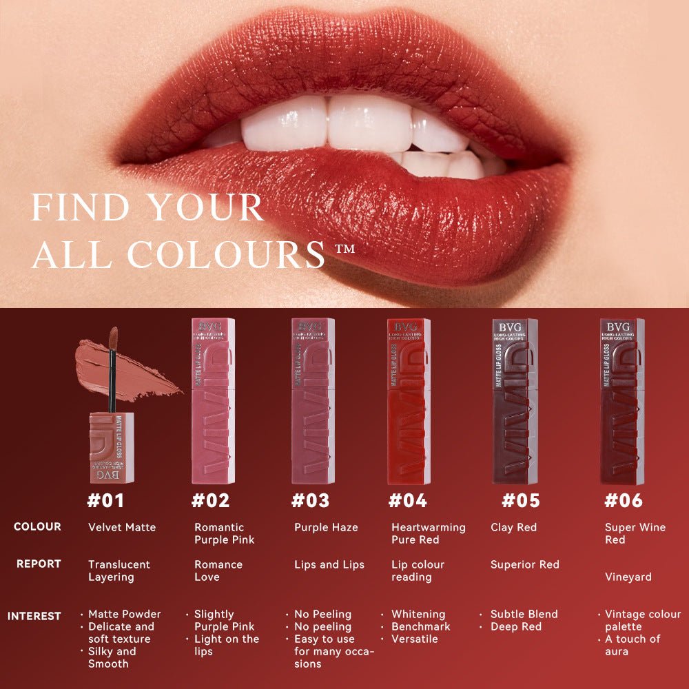 Matte Finish Lip Lacquer Sets Nonstick Cup Non - fading Lip Gloss Lip Gloss Moisturizing - Eshtree