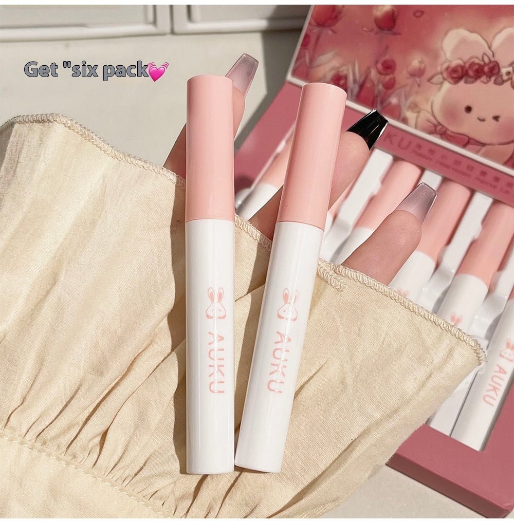 Matte Finish Velvet White Lip Mud Student Party Plain Face Six Pieces Lip Glaze Set - Eshtree