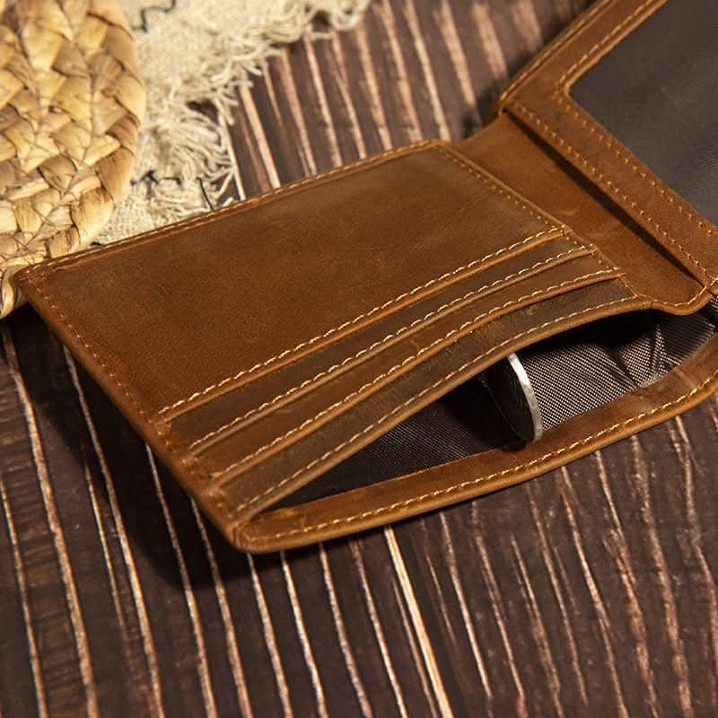 Men Wallet Horizontal Fashion Cephalic Layer Leather - Eshtree