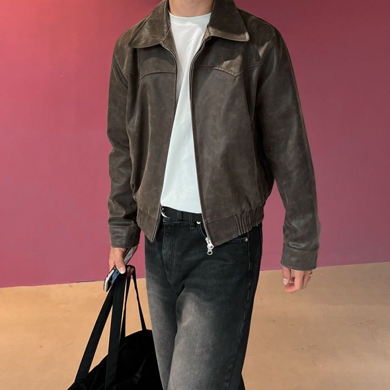 Men's American - style Retro Short Leather Jacket - Eshtree