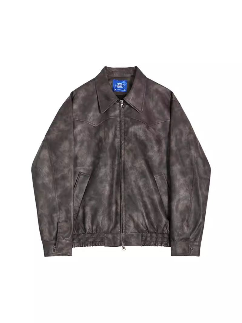 Men's American - style Retro Short Leather Jacket - Eshtree