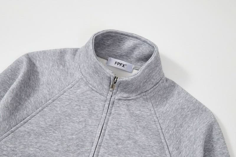 Men's American - style Stand Collar Gray With Zipper Sweatshirt Jacket - Eshtree