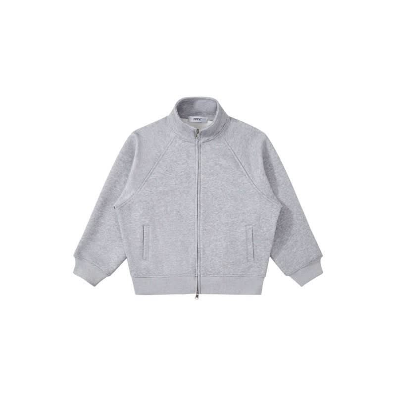 Men's American - style Stand Collar Gray With Zipper Sweatshirt Jacket - Eshtree
