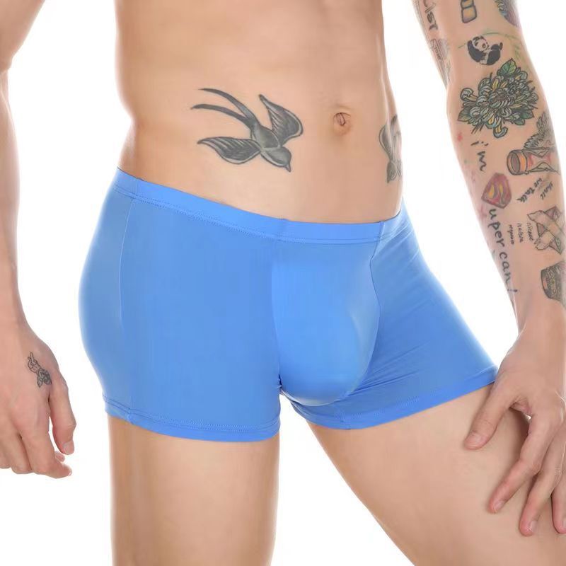 Men's Boxer Ice Silk Underwear Cup Combination U Convex Sexy - Eshtree