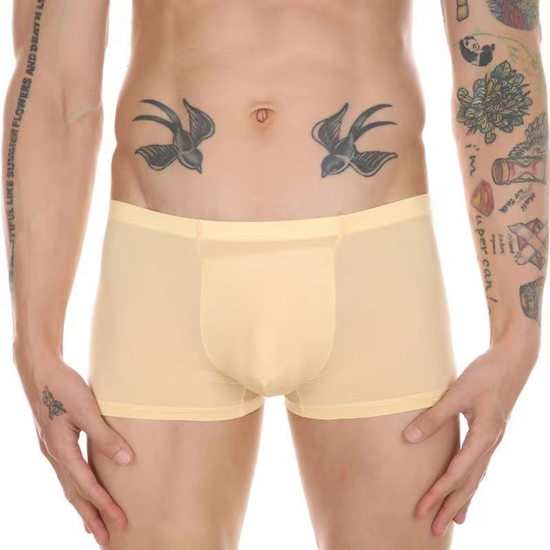 Men's Boxer Ice Silk Underwear Cup Combination U Convex Sexy - Eshtree