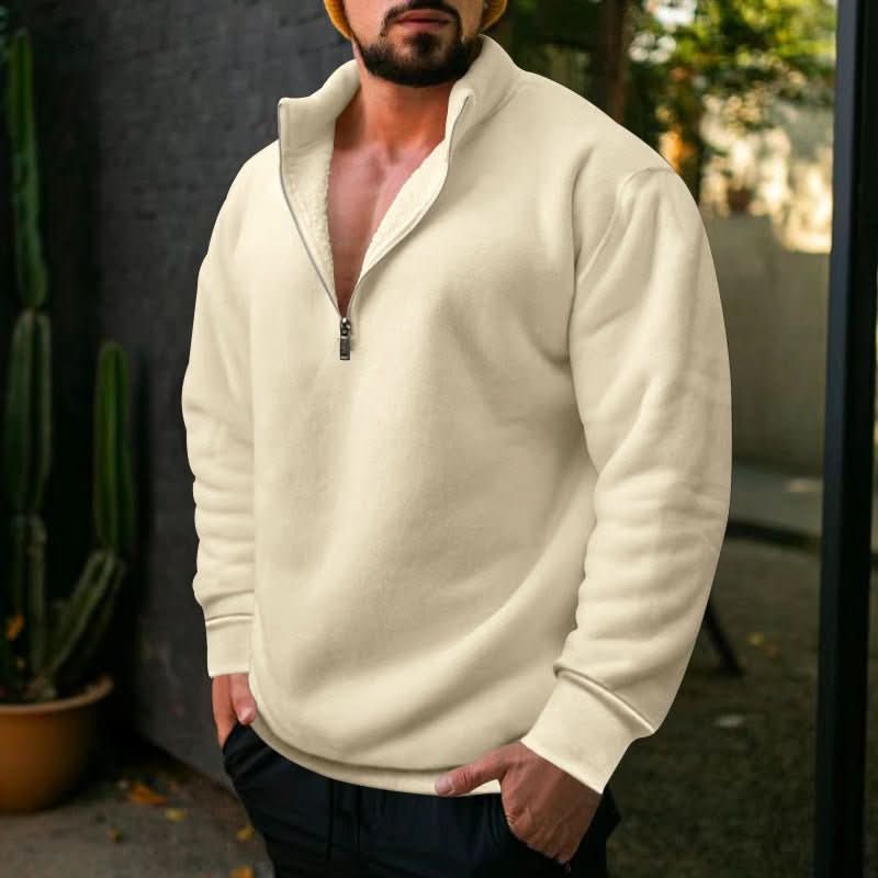 Men's Casual Fleece - lined Stand Collar Loose Sweater - Eshtree