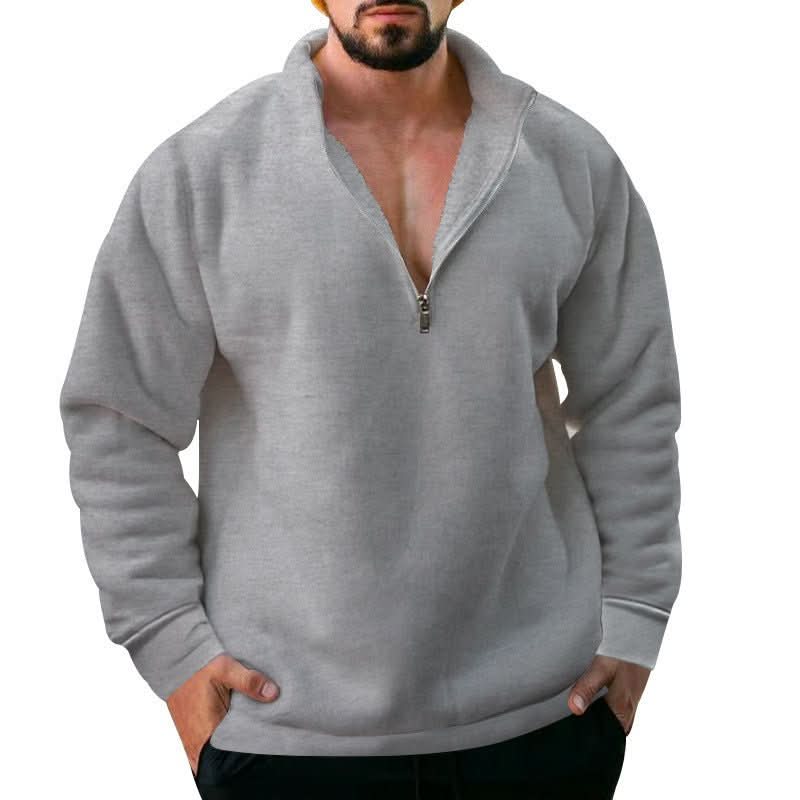 Men's Casual Fleece - lined Stand Collar Loose Sweater - Eshtree
