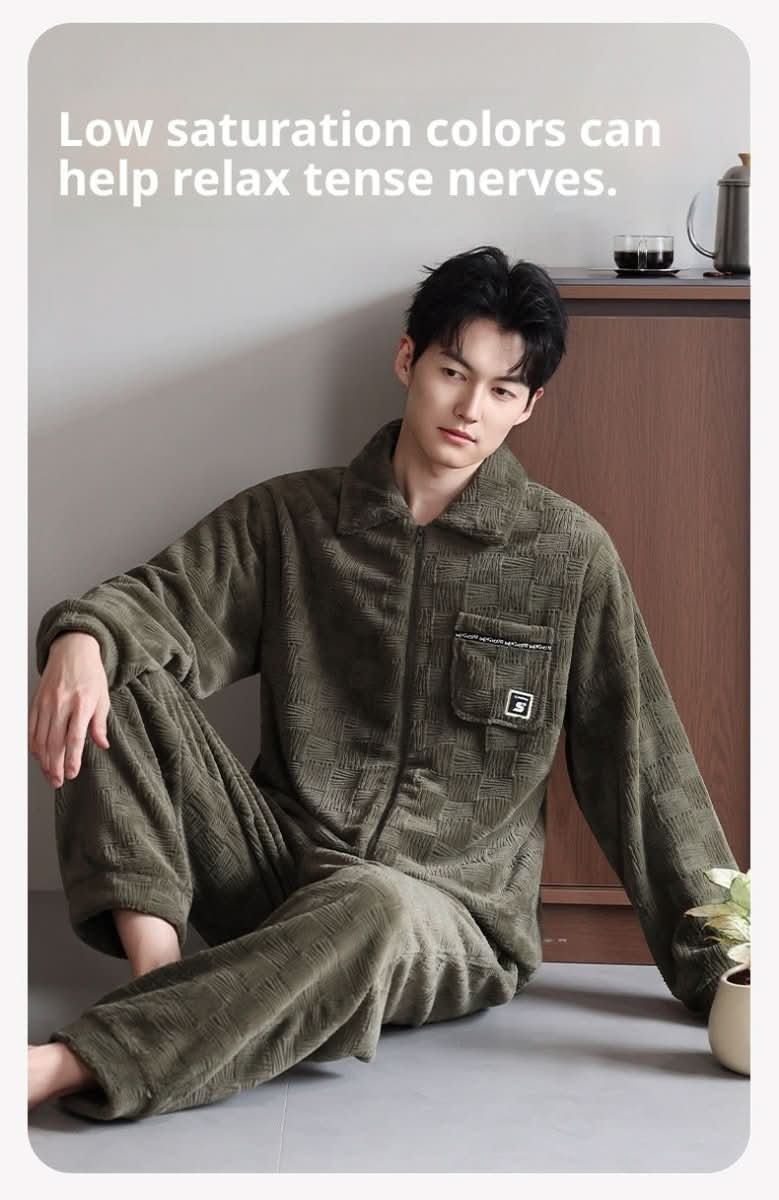 Men's Coral Velvet Pajamas Suit - Eshtree