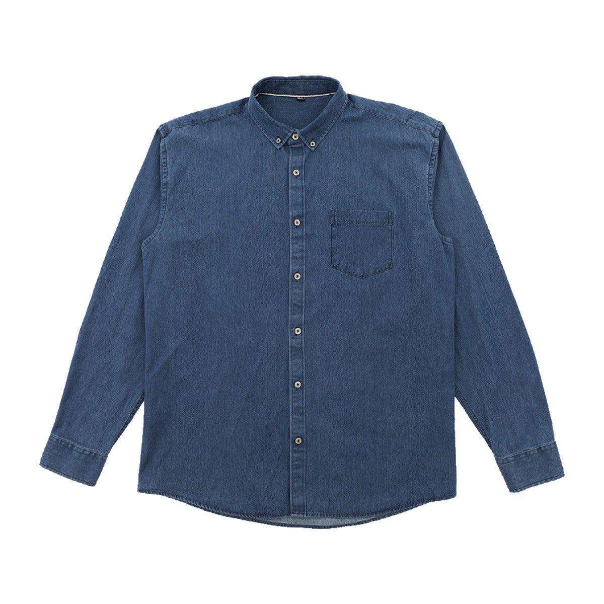 Men's Denim Long - sleeved Shirt Trendy Casual Solid Color Work Clothes Shirt Coat - Eshtree