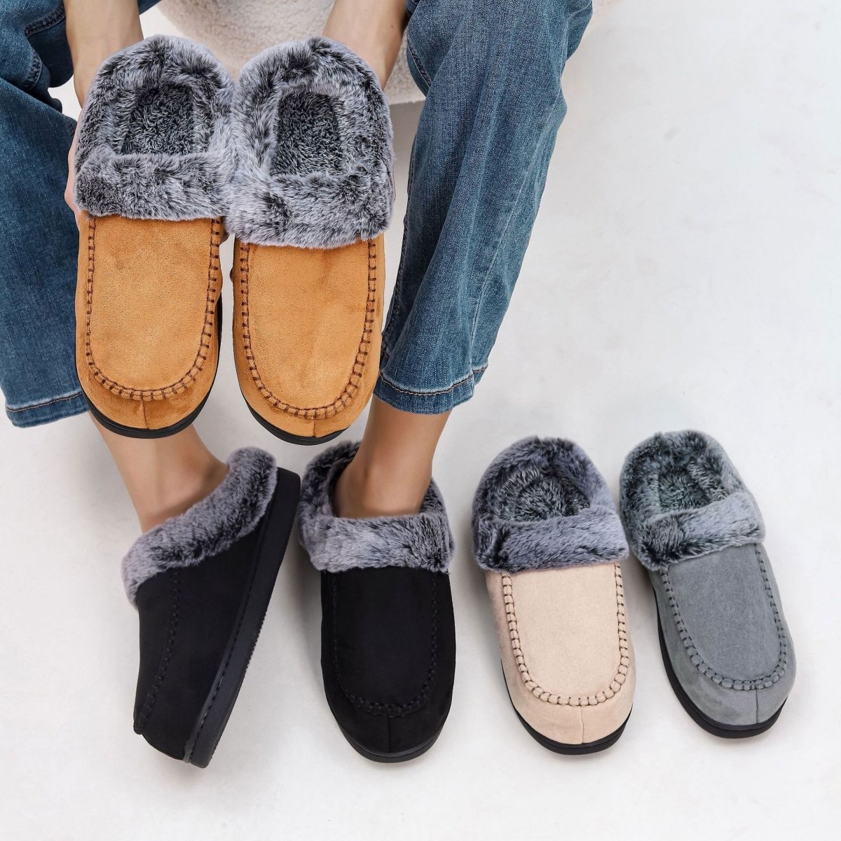 Men's Faded - Edge Mark Shoes WarmIndoor - Outdoor Fleece - LinedNon - Slip Thickened Cotton Slippers - Eshtree