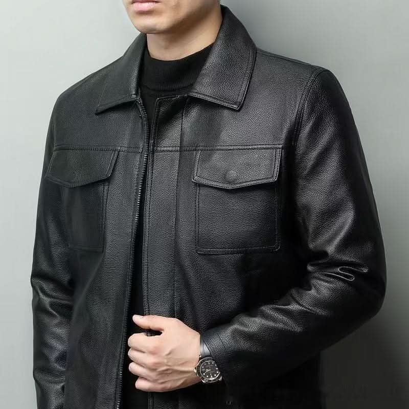Men's Leather Coat Retro Short Slim Jacket - Eshtree