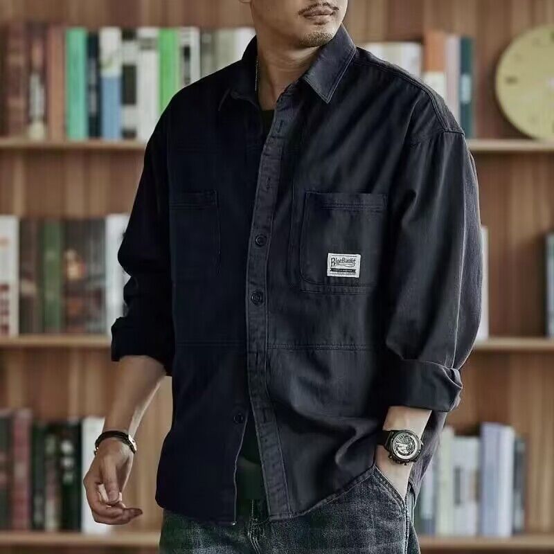 Men's Long Sleeve Leisure Cargo Coat Shirt - Eshtree