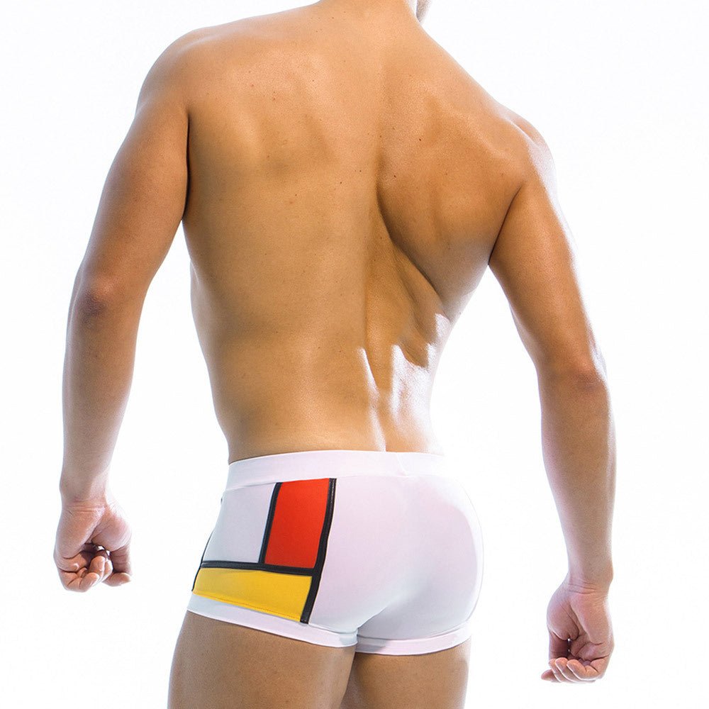 Men's Multi - color Mosaic Craft Boxer Swimming Trunks - Eshtree