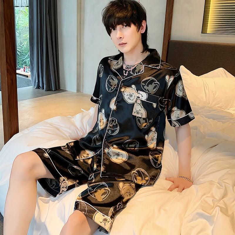 Men's pajamas summer ice silk short - sleeved thin section - Eshtree