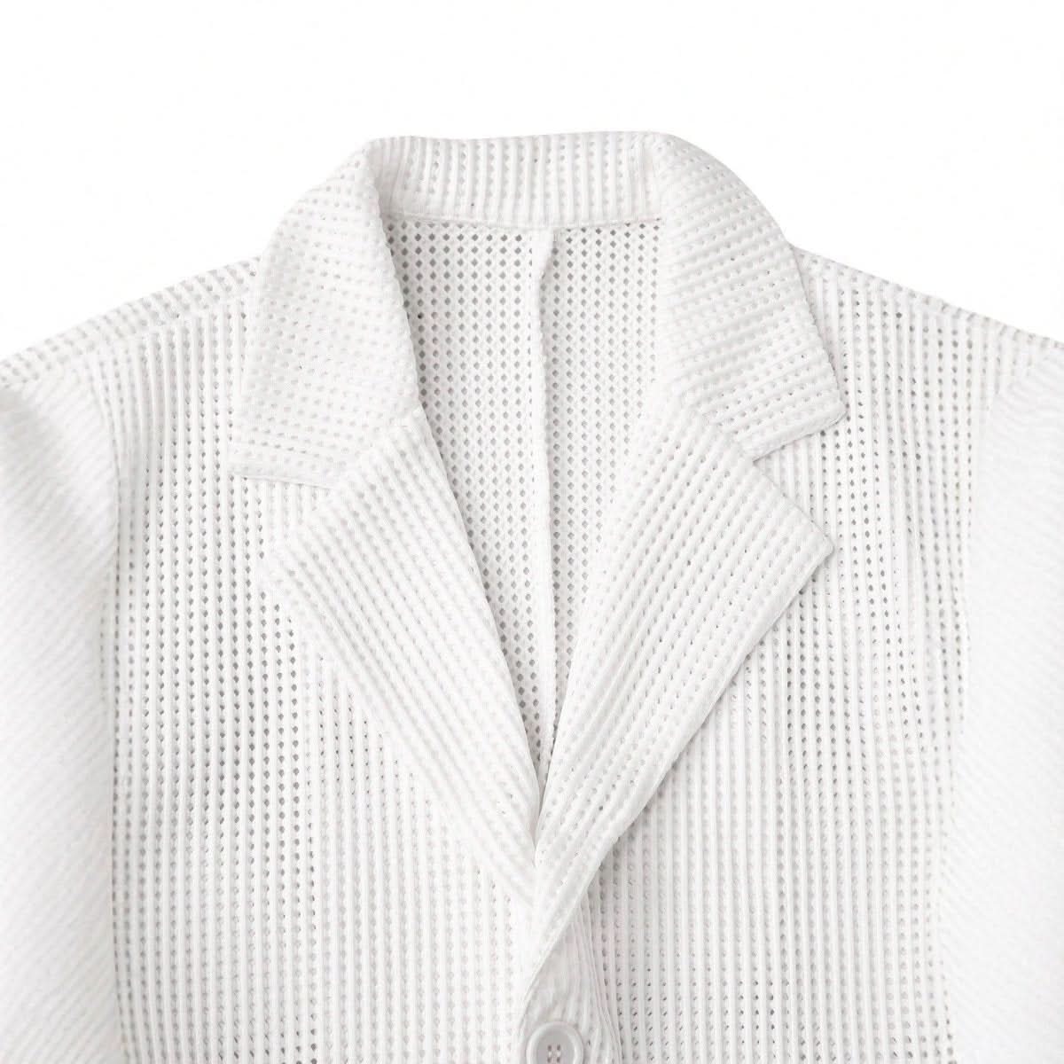 Mens Solid Color Loose Fit White Suit Casual Jacket - Eshtree