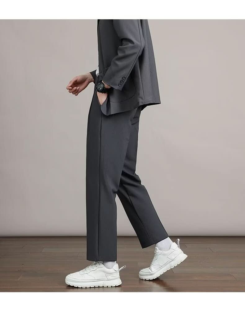 Mens Solid Color Minimalism Straight Cut Dress Pants - Eshtree