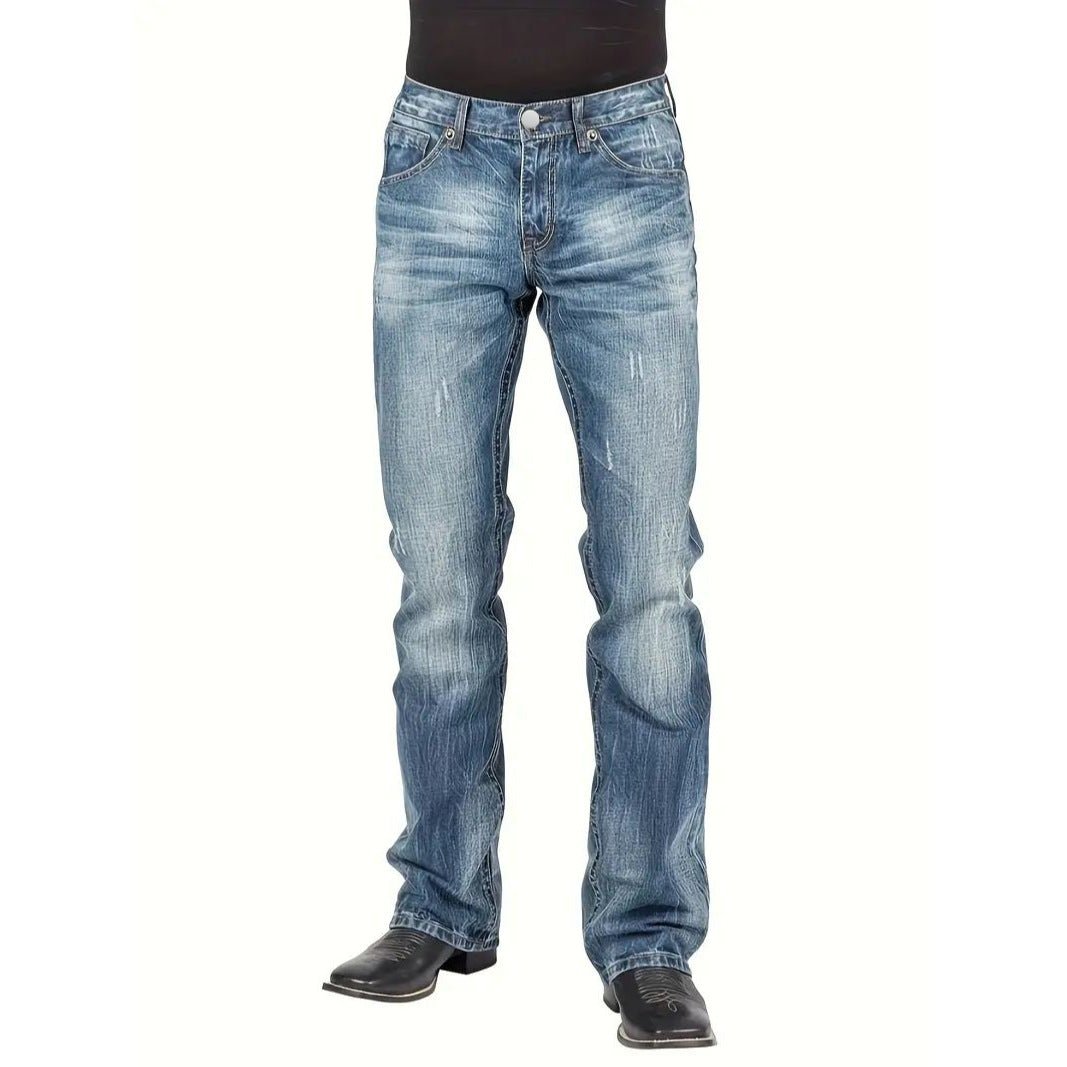 Mens Street - style Straight - leg Trendy Denim Jeans - Eshtree