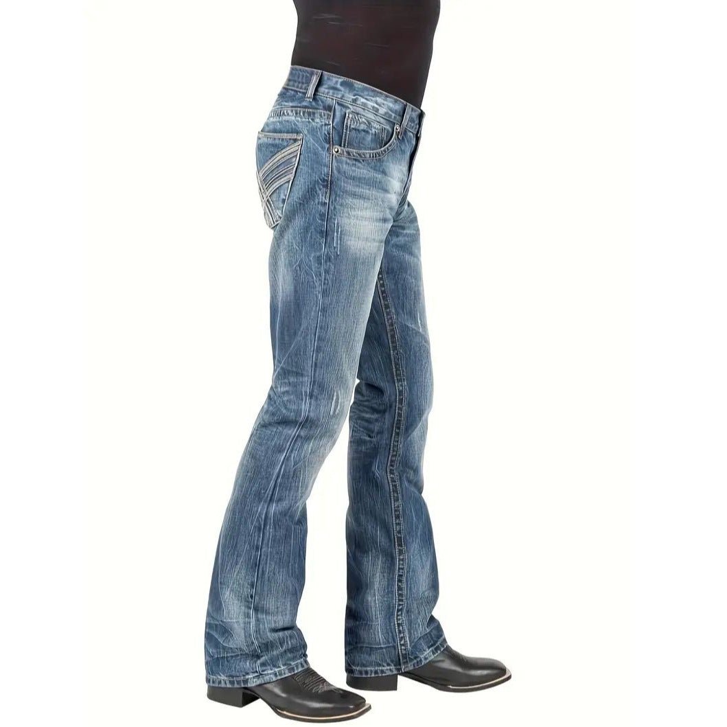 Mens Street - style Straight - leg Trendy Denim Jeans - Eshtree