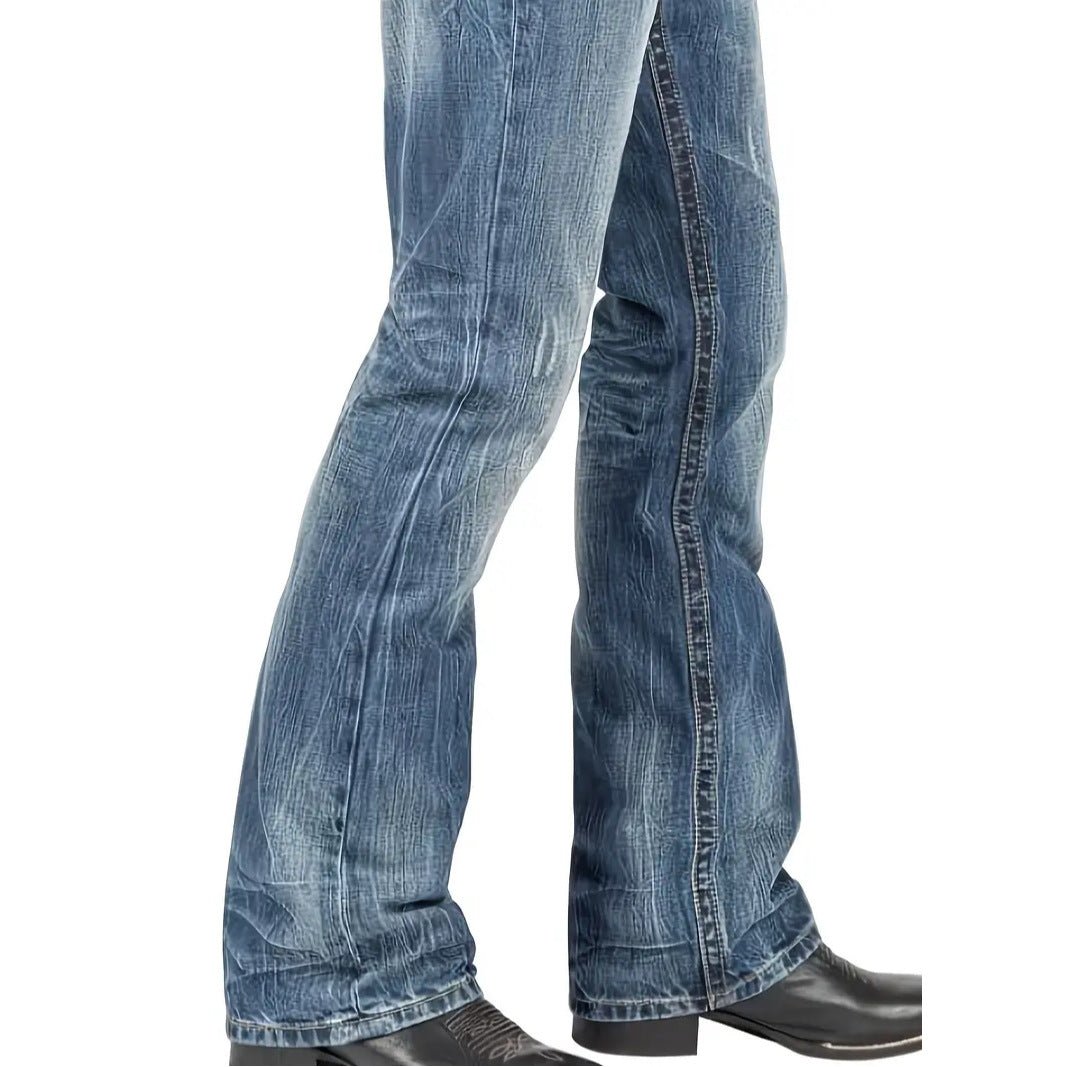 Mens Street - style Straight - leg Trendy Denim Jeans - Eshtree