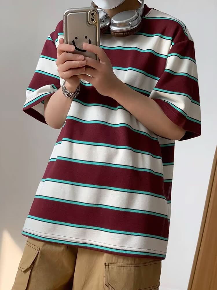 Men's Summer Japanese Vintage Stripe T-shirt - Eshtree