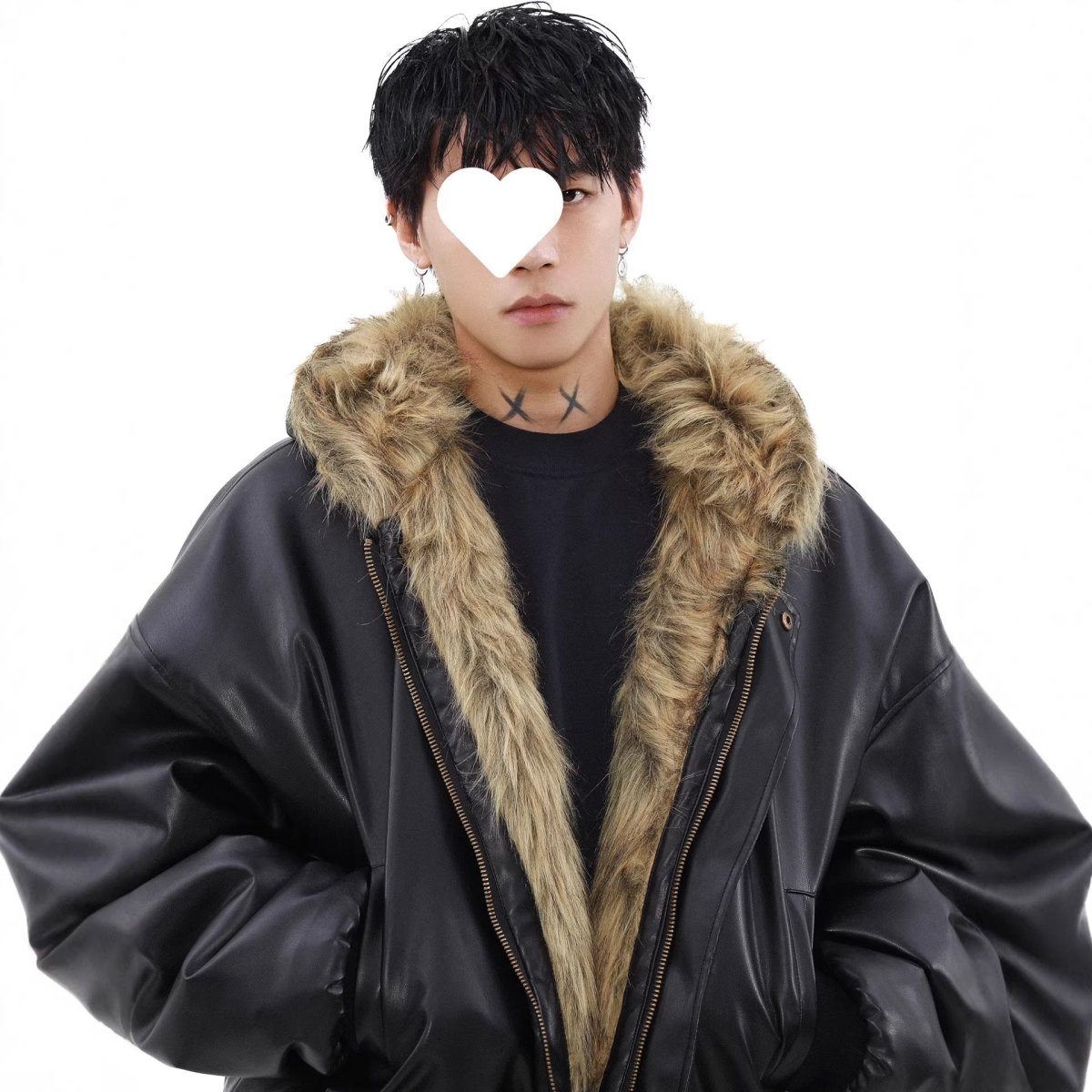 Mens Winter Fleece - Lined Thickened Reversible Leather - and - Fur Jacket - Eshtree