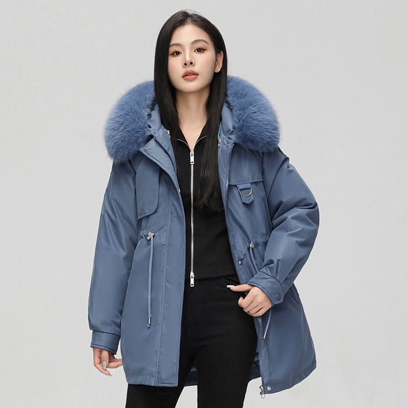 Mid - length Versatile Cotton Coat That Hits Below The Knee With A Fur - trimmed Collar - Eshtree