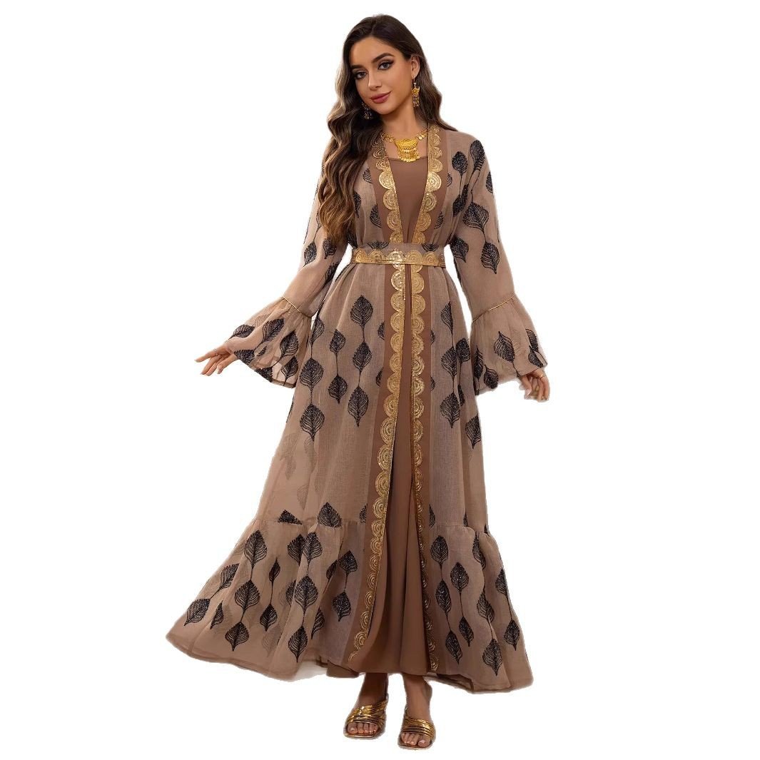 Middle East Arab Dubai Robe Mesh Embroidery Dress - Eshtree
