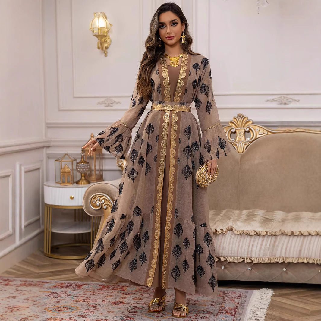 Middle East Arab Dubai Robe Mesh Embroidery Dress - Eshtree