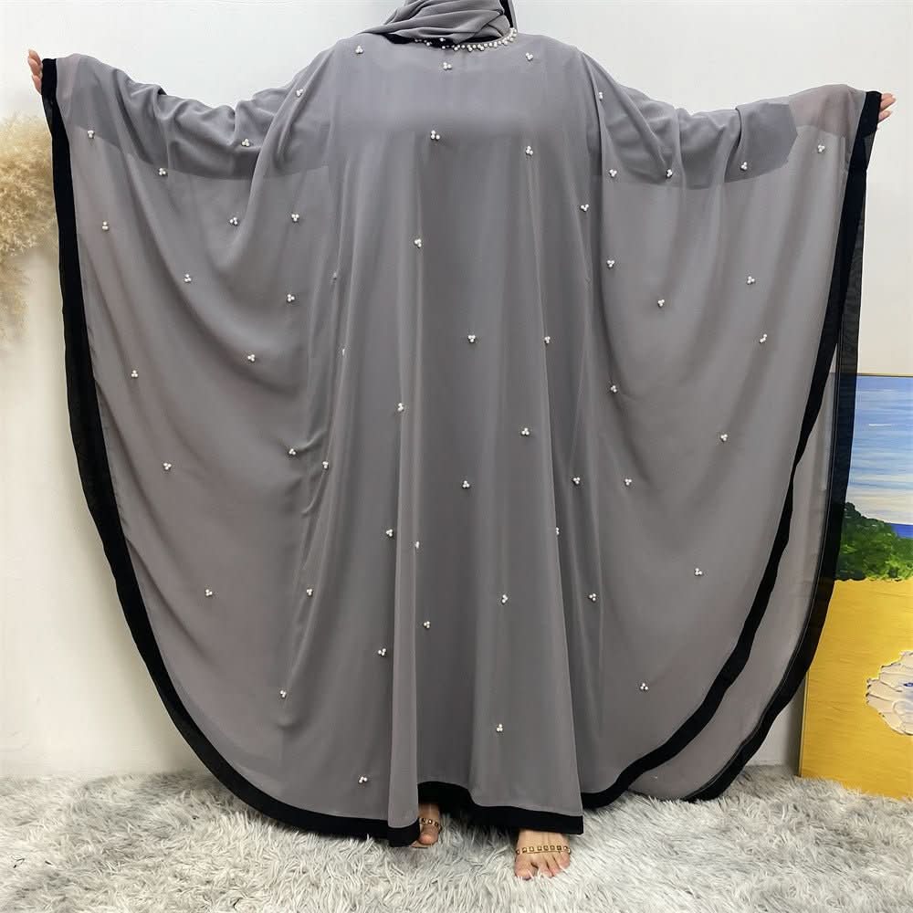 Middle East Turkey Fashion Chiffon Patchwork Elegant Loose Muslim Robe Bat Sleeve Dress - Eshtree