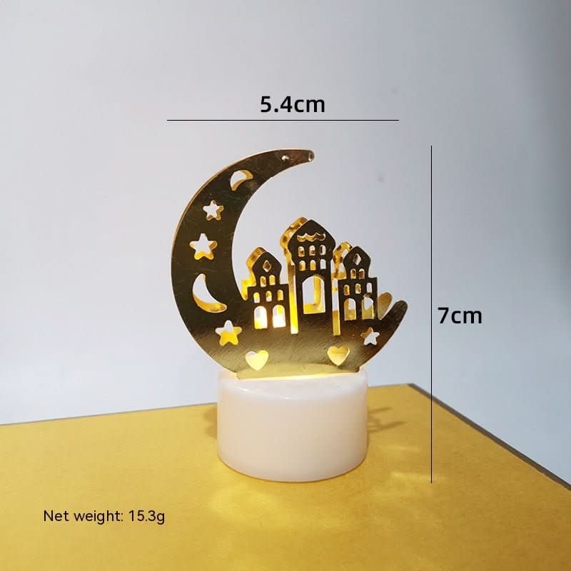 Mini LED Candlestick Metal Hollow Holiday Ornaments Moon Castle Decoration Small Night Lamp - Eshtree