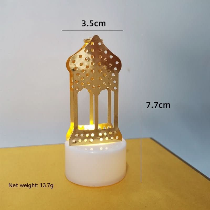 Mini LED Candlestick Metal Hollow Holiday Ornaments Moon Castle Decoration Small Night Lamp - Eshtree