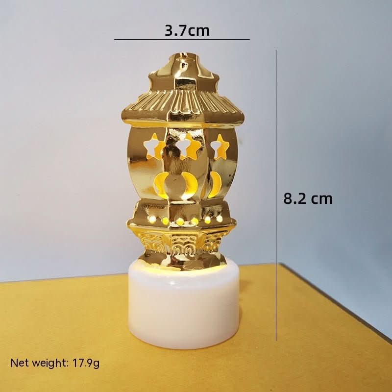 Mini LED Candlestick Metal Hollow Holiday Ornaments Moon Castle Decoration Small Night Lamp - Eshtree