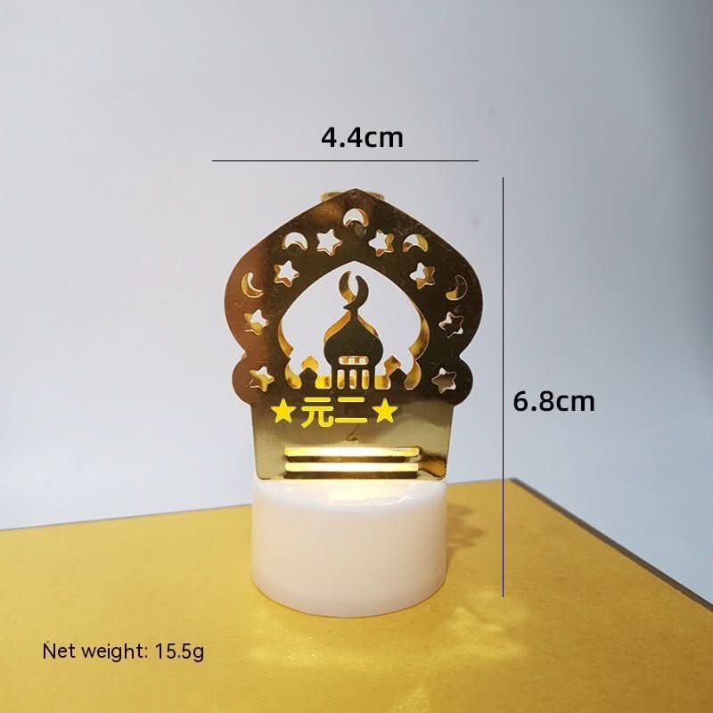 Mini LED Candlestick Metal Hollow Holiday Ornaments Moon Castle Decoration Small Night Lamp - Eshtree
