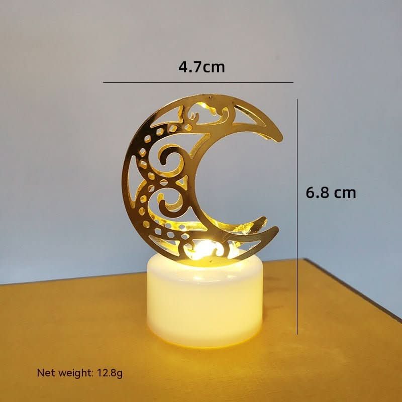 Mini LED Candlestick Metal Hollow Holiday Ornaments Moon Castle Decoration Small Night Lamp - Eshtree