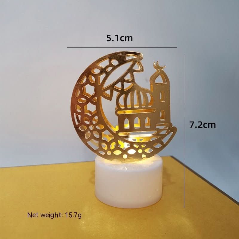 Mini LED Candlestick Metal Hollow Holiday Ornaments Moon Castle Decoration Small Night Lamp - Eshtree