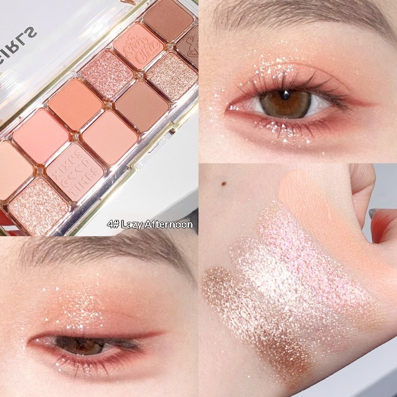 Mist Muse Twelve - Color Eyeshadow Palette Shimmer Sparkle Matte Highlight Contour Blush All - in - One Palette - Eshtree