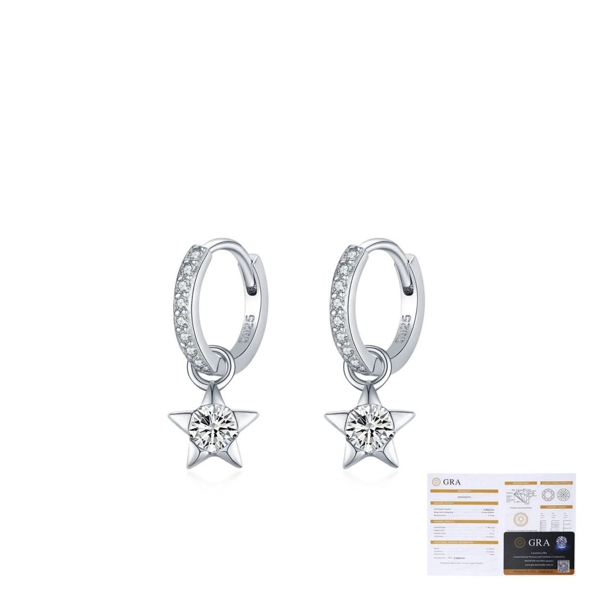 Mozan Diamond S925 Silver Trendy Commuter - style Diamond - studded Versatile Star Earrings - Eshtree