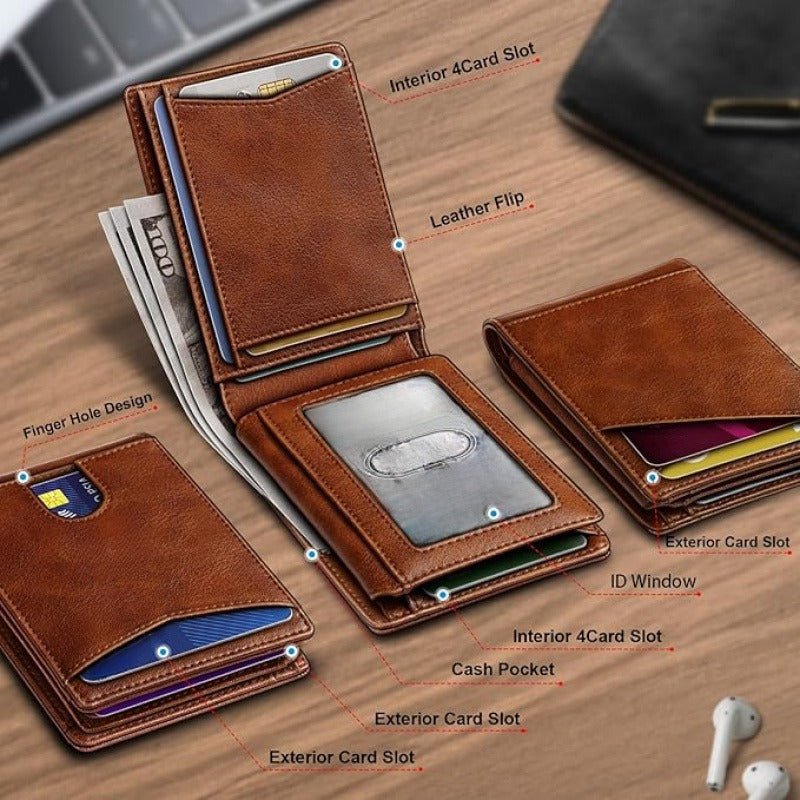 Multifunctional Anti - Theft Retro Card Holder Wallet With Multiple Card Slots For Men - Eshtree