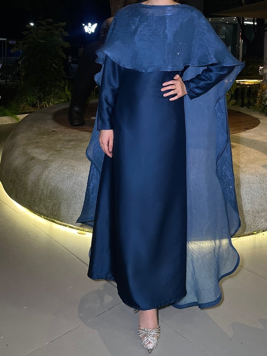 Muslim Solid Color Rhinestone Two - piece Suit With A Shawl Robe - Eshtree