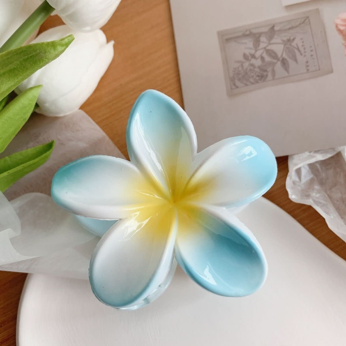 Muweordy Plumeria Hair Clips Flower Hair Clip Trendy Hair Claw Clip Popular Hair Catch Korean Hair Accessories For Women - Eshtree